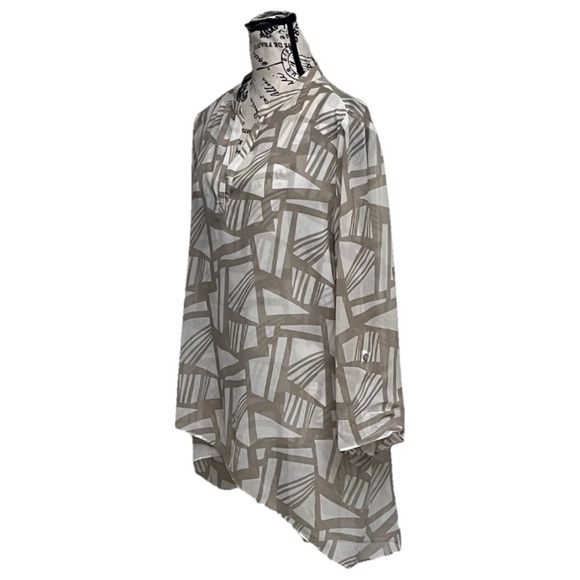 Chico’s Sheer Tunic Blouse Size 2 L | Lagenlook Asymmetrical Boho Coastal Beach - Picture 3 of 8